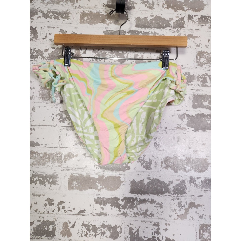 Roxy Hipster Reversible Bikini Bottoms Size 2XL Green Abstract Beach Swim Surf
